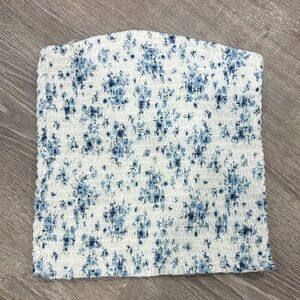 NWT Garage Blue and White Floral Tube Top